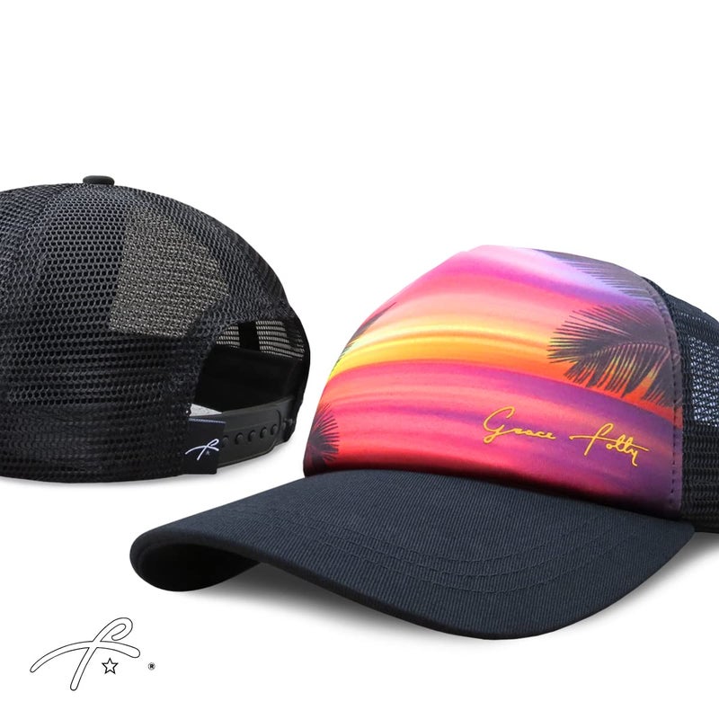 Grace Folly Foam Trucker Hat Snapback Mesh Baseball Cap for Men or Women (Sunset Print) - Image 5